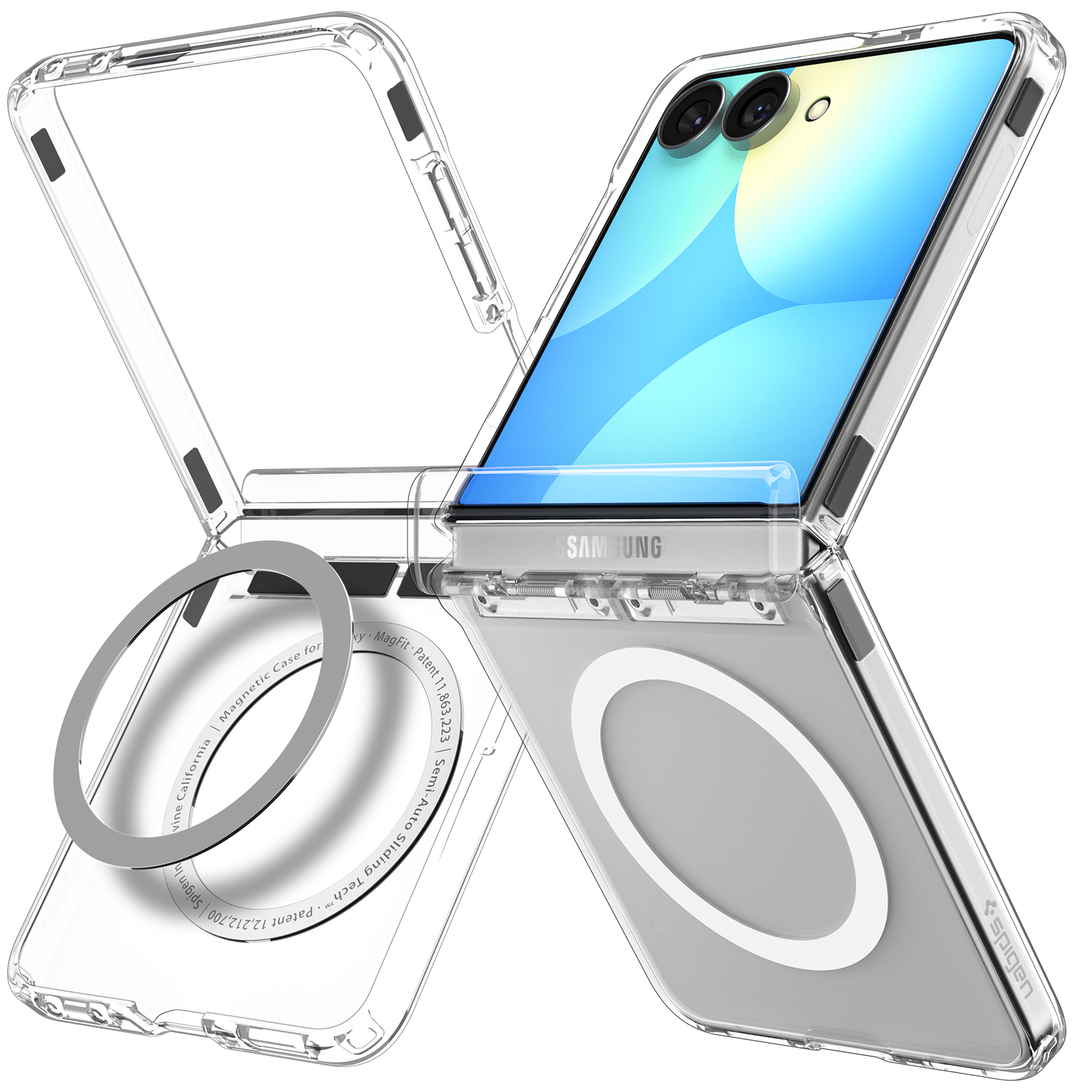 Etui Spigen Ultra Hybrid Pro Mag do MagSafe do Galaxy Z Flip8, przezroczysto-białe