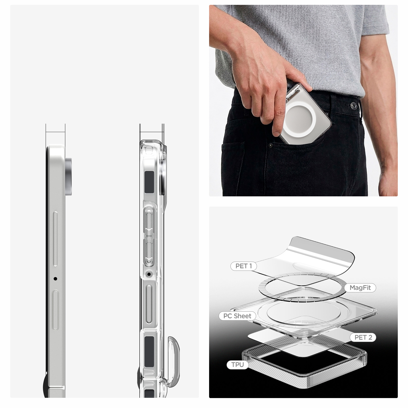 Etui Spigen Ultra Hybrid Pro Mag do MagSafe do Galaxy Z Flip8, przezroczysto-białe