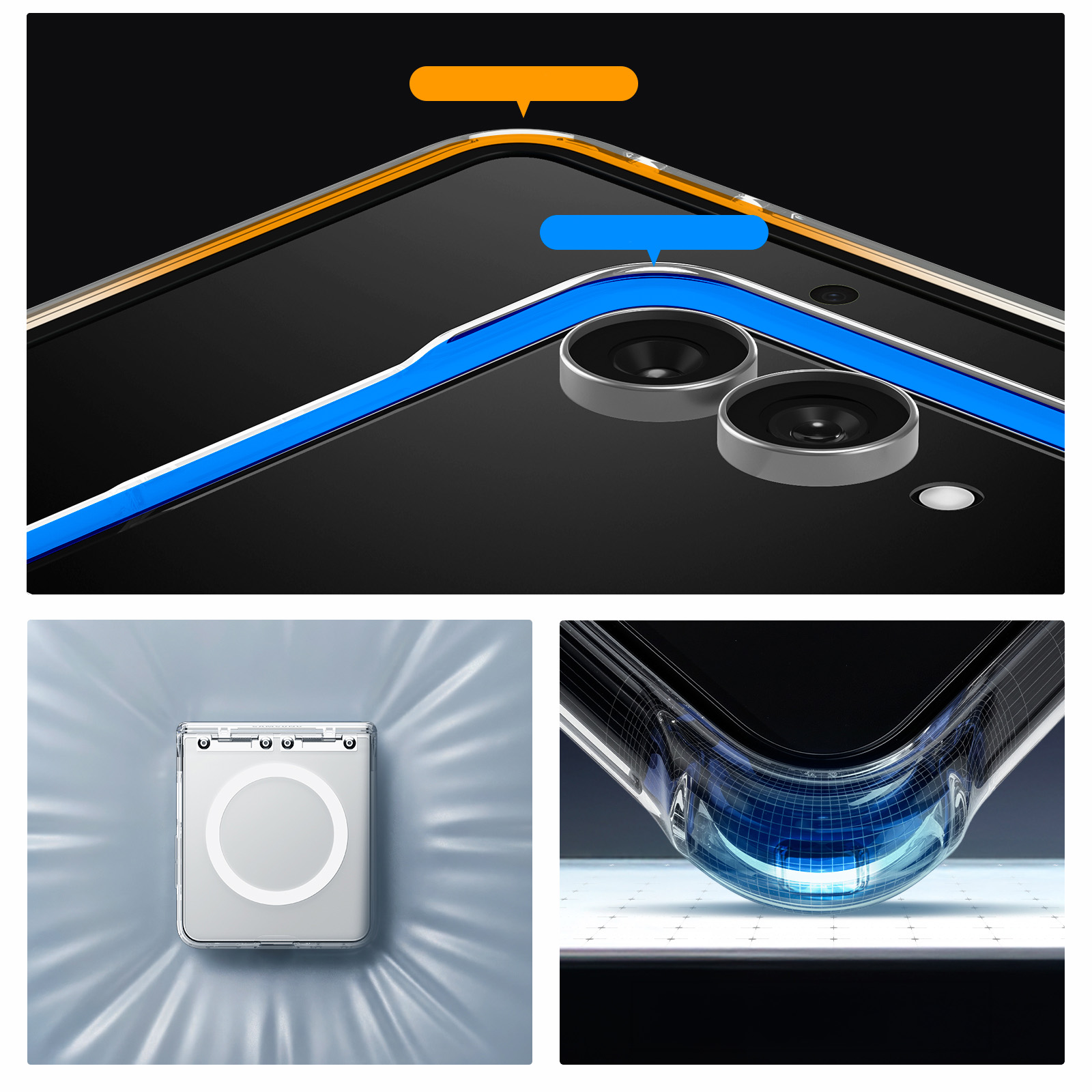Etui Spigen Ultra Hybrid Pro Mag do MagSafe do Galaxy Z Flip8, przezroczysto-białe