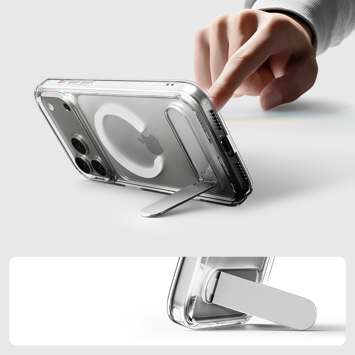 Etui Spigen Ultra Hybrid S Mag MagSafe do Apple iPhone 17 Pro, przezroczysto-białe
