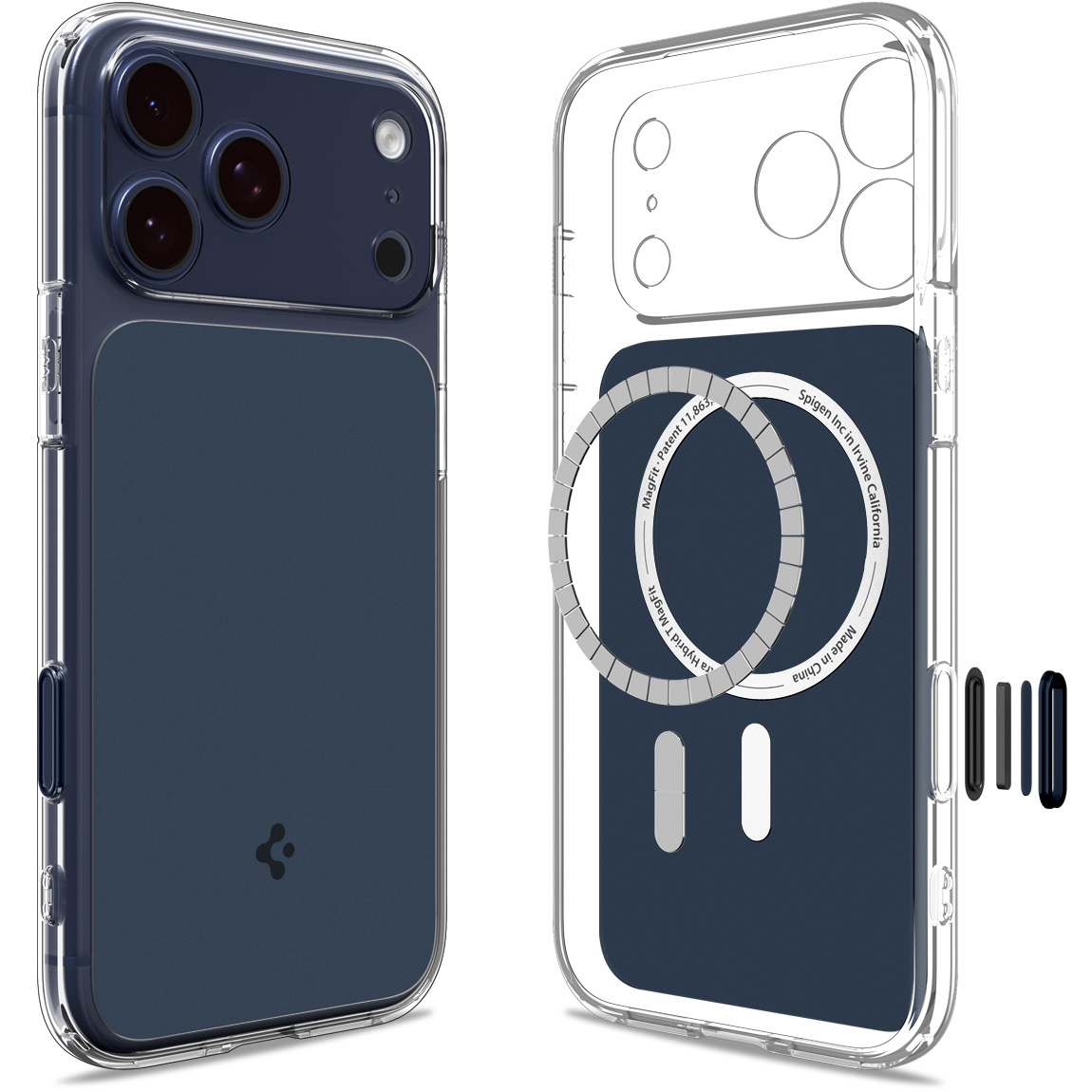 Etui Spigen Ultra Hybrid T Mag z MagSafe do Apple iPhone 17 Pro, przezroczysto-granatowe