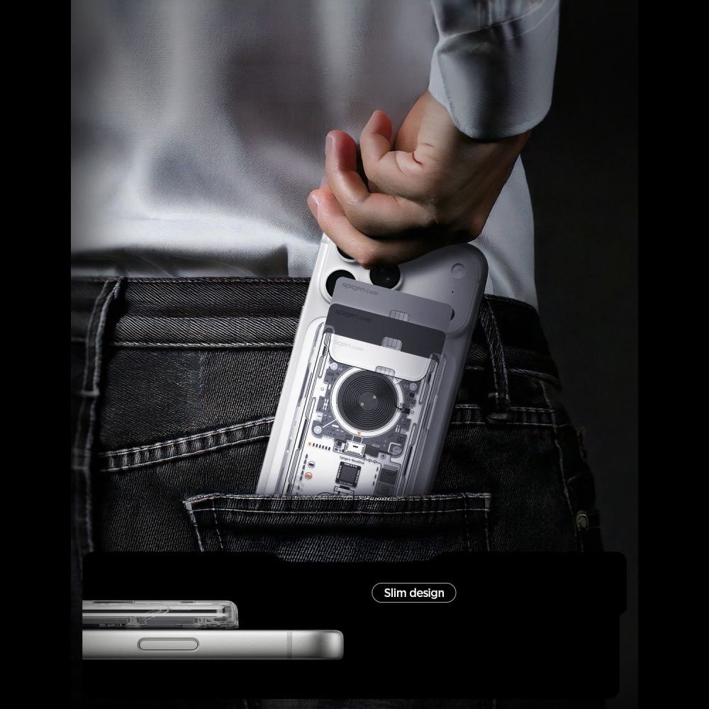 Portfel na karty Spigen Ultra Hybrid Wallet do MagSafe, biało-szare (Neo One)