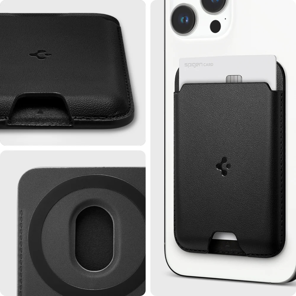 Spigen Valentinus Mag Fit, szybki dostęp do kart, mocny magnes MagSafe, praktyczny, wygodny, czarny