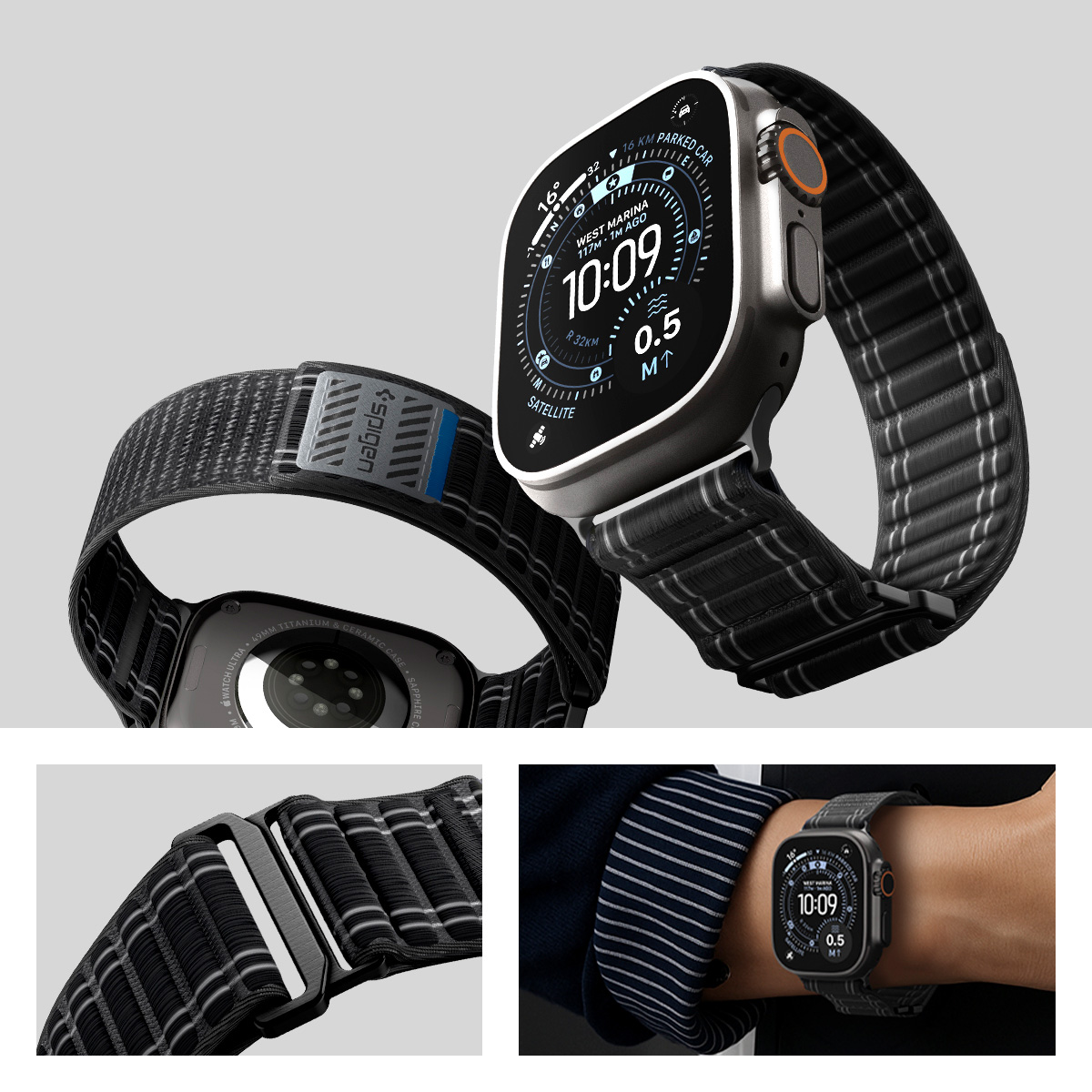 Pasek z nylonu Spigen WBF0 do Apple Watch 49/46/45/44 mm, czarny 