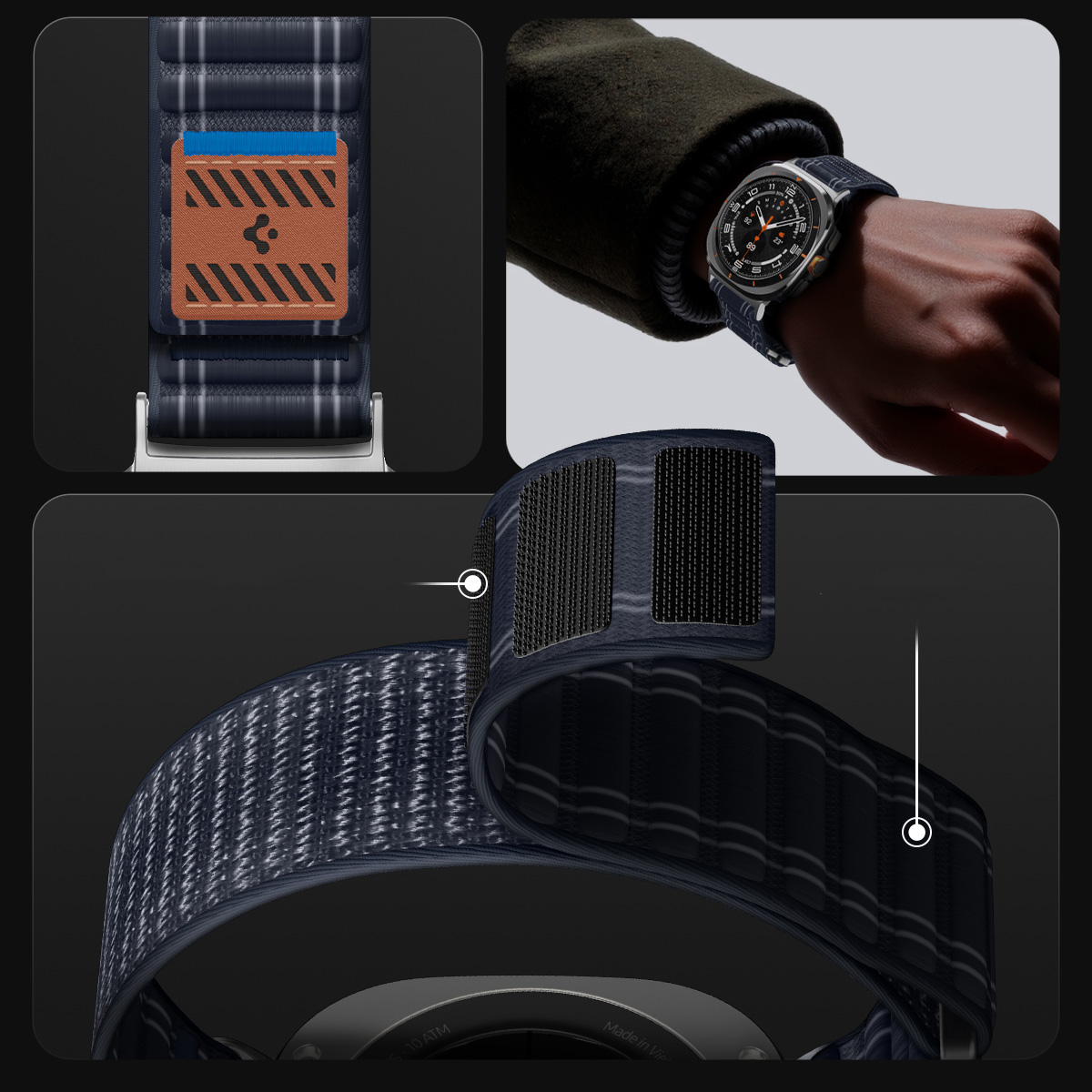 Pasek z nylonu Spigen WBF0 do Galaxy Watch Ultra 2 / 1, zielony