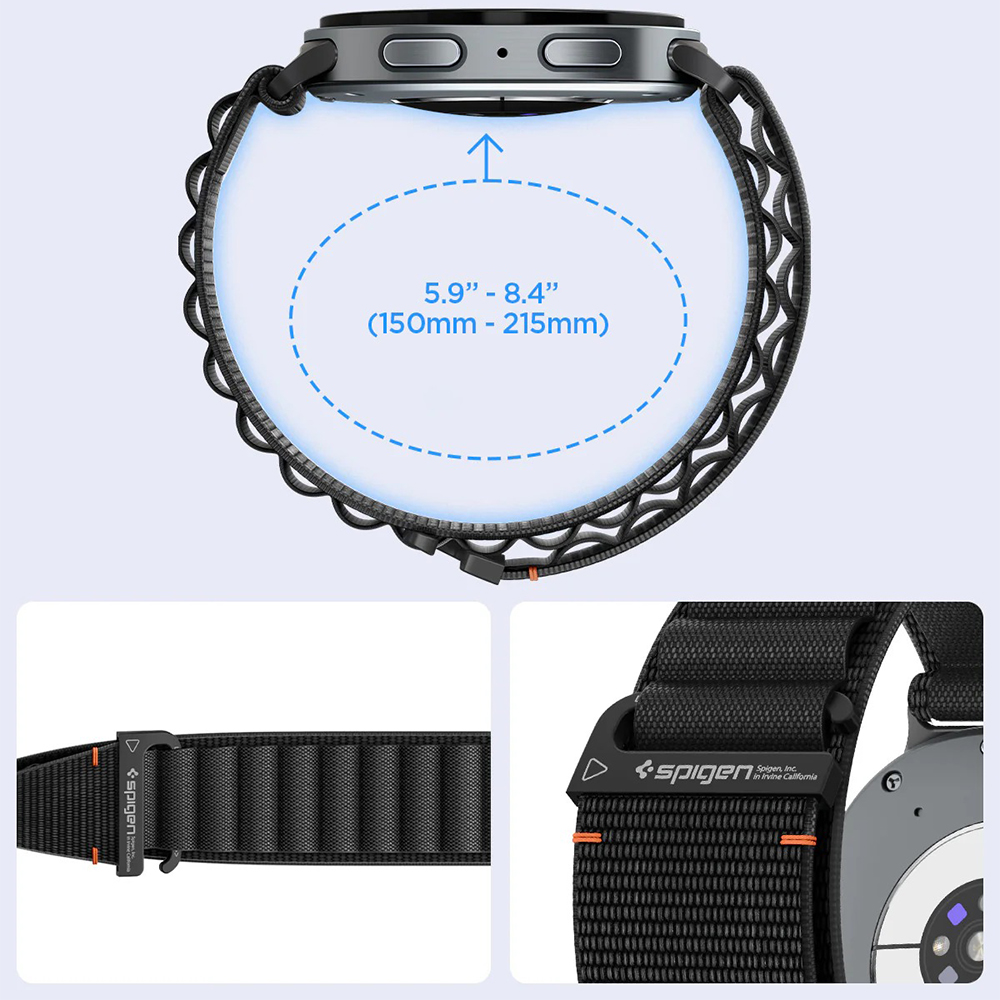 Pasek Spigen WBF1 Band do Galaxy Watch 9 40 mm / 44 mm / 8 40 mm / 44 mm / 8 Classic 46 mm, czarny