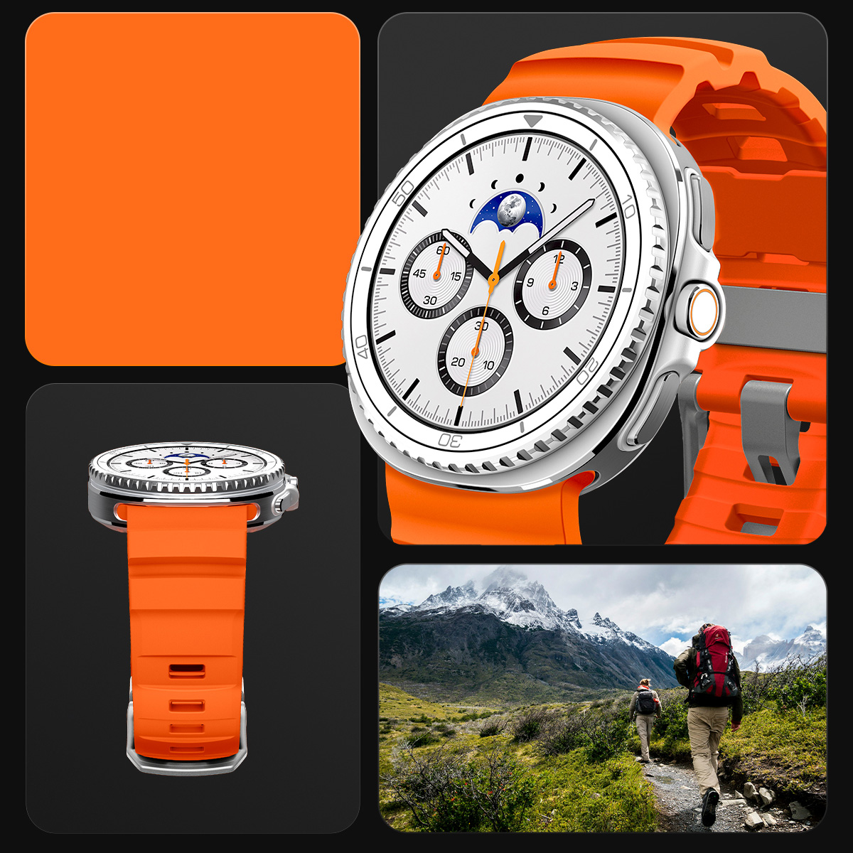 Silikonowy pasek Spigen WBS2 Band do Galaxy Watch 8 / 8 Classic, pomarańczowy 