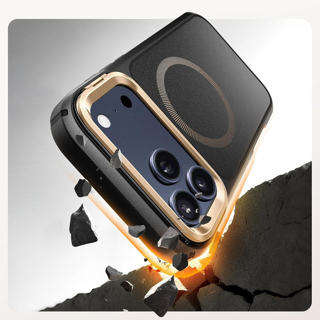 Etui pancerne Supcase i-Blason Ares Flip Mag (CC) do MagSafe do iPhone 17 Pro Max, czarno-złote