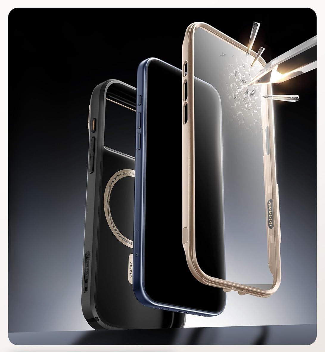 Etui pancerne Supcase i-Blason Ares Flip Mag (CC) do MagSafe do iPhone 17 Pro Max, czarno-złote