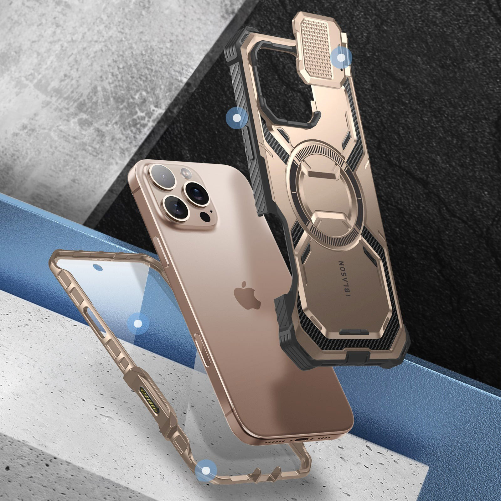 Etui pancerne Supcase i-Blason Armorbox Mag (CC) do iPhone 16 Pro, różowozłote