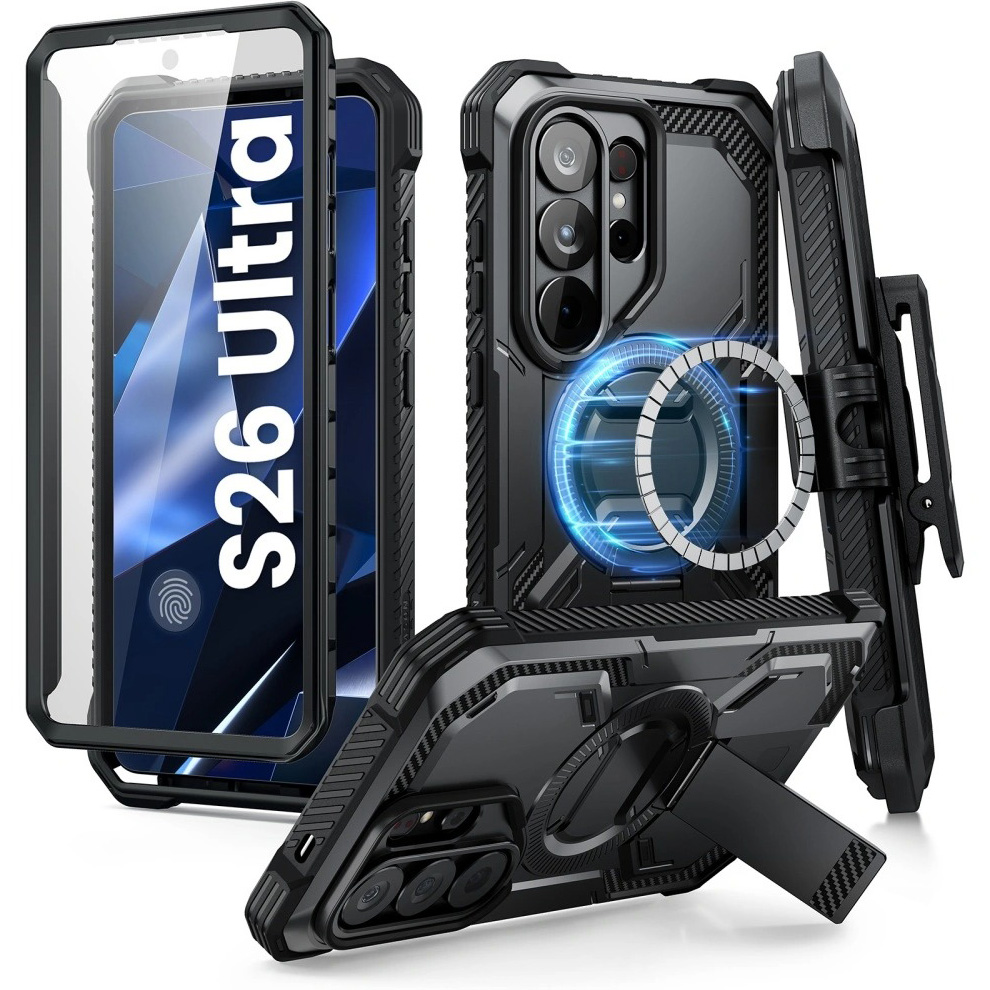Etui pancerne Supcase i-Blason Armorbox Mag KickStand Clip SP do Galaxy S26 Ultra, czarne