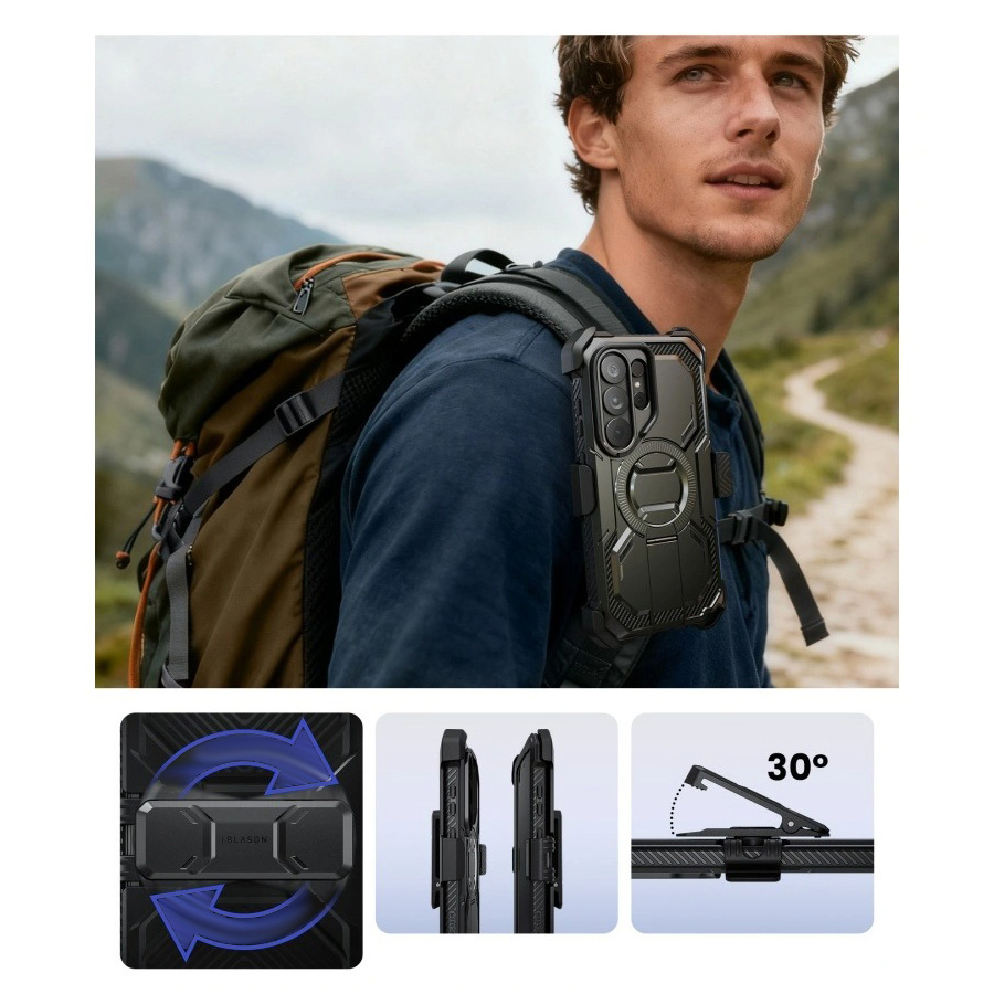 Etui pancerne Supcase i-Blason Armorbox Mag KickStand Clip SP do Galaxy S26 Ultra, czarne