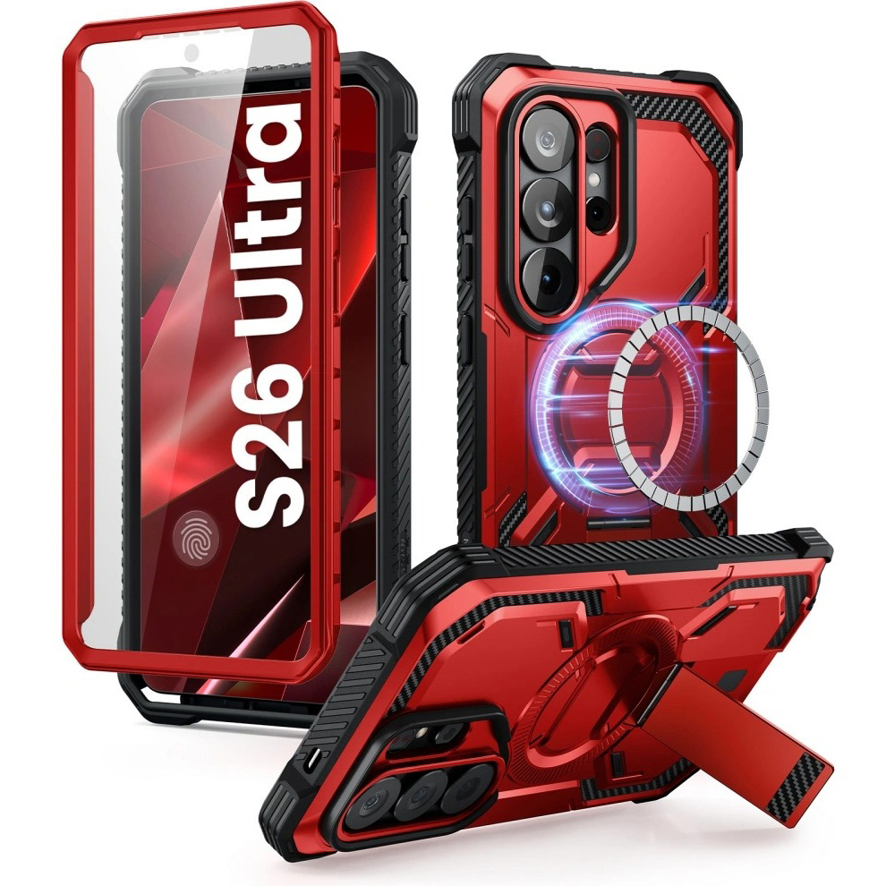 Etui pancerne Supcase i-Blason Armorbox Mag KickStand SP do Galaxy S26 Ultra, czerwone