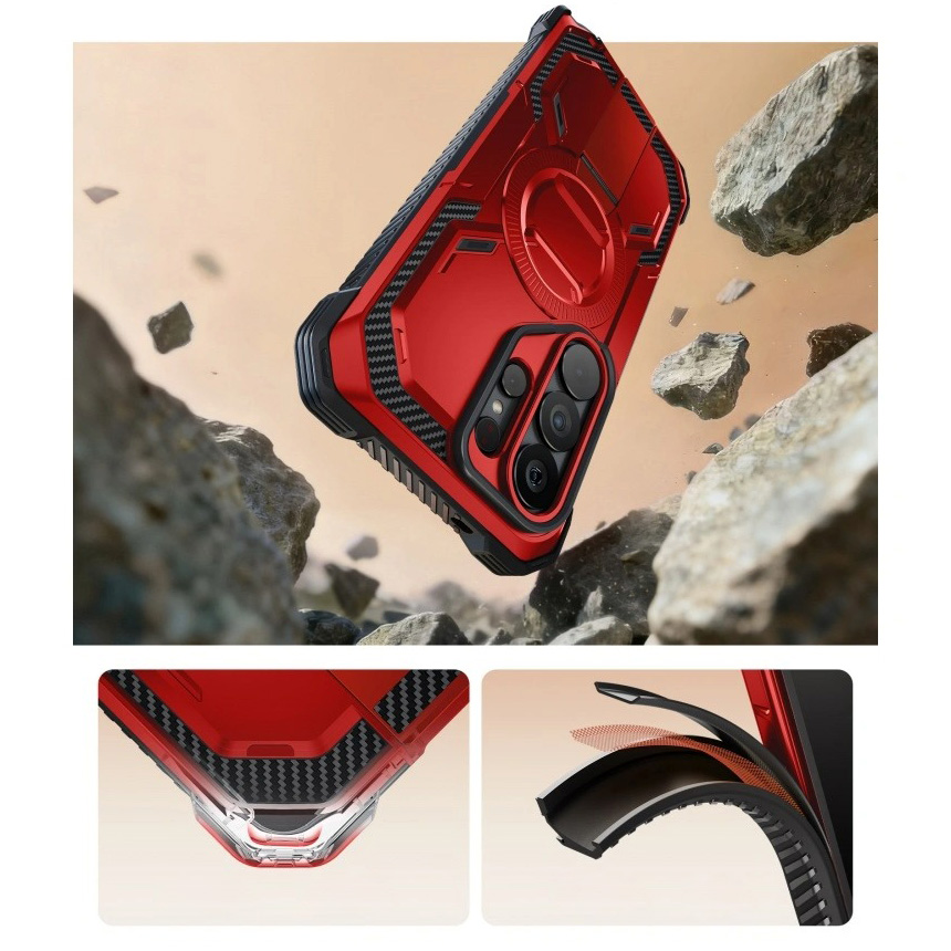 Etui pancerne Supcase i-Blason Armorbox Mag KickStand SP do Galaxy S26 Ultra, czerwone