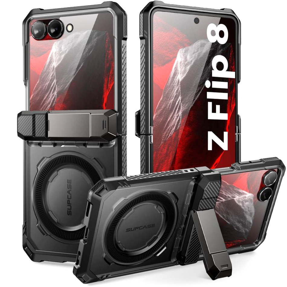 Etui pancerne Supcase Unicorn Beetle Grip Mag do Galaxy Z Flip8, czarno-przezroczyste