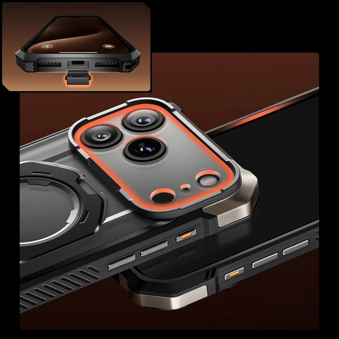 Etui pancerne Supcase UB Grip Mag do MagSafe (CC) do iPhone 17 Pro, czarno-przezroczyste