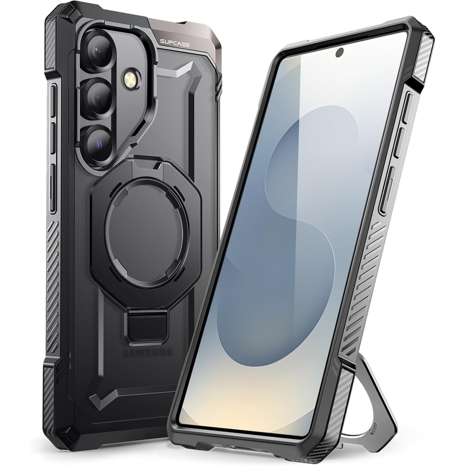 Etui pancerne Supcase Unicorn Beetle Grip Mag do Galaxy S25 FE, czarno-przezroczyste