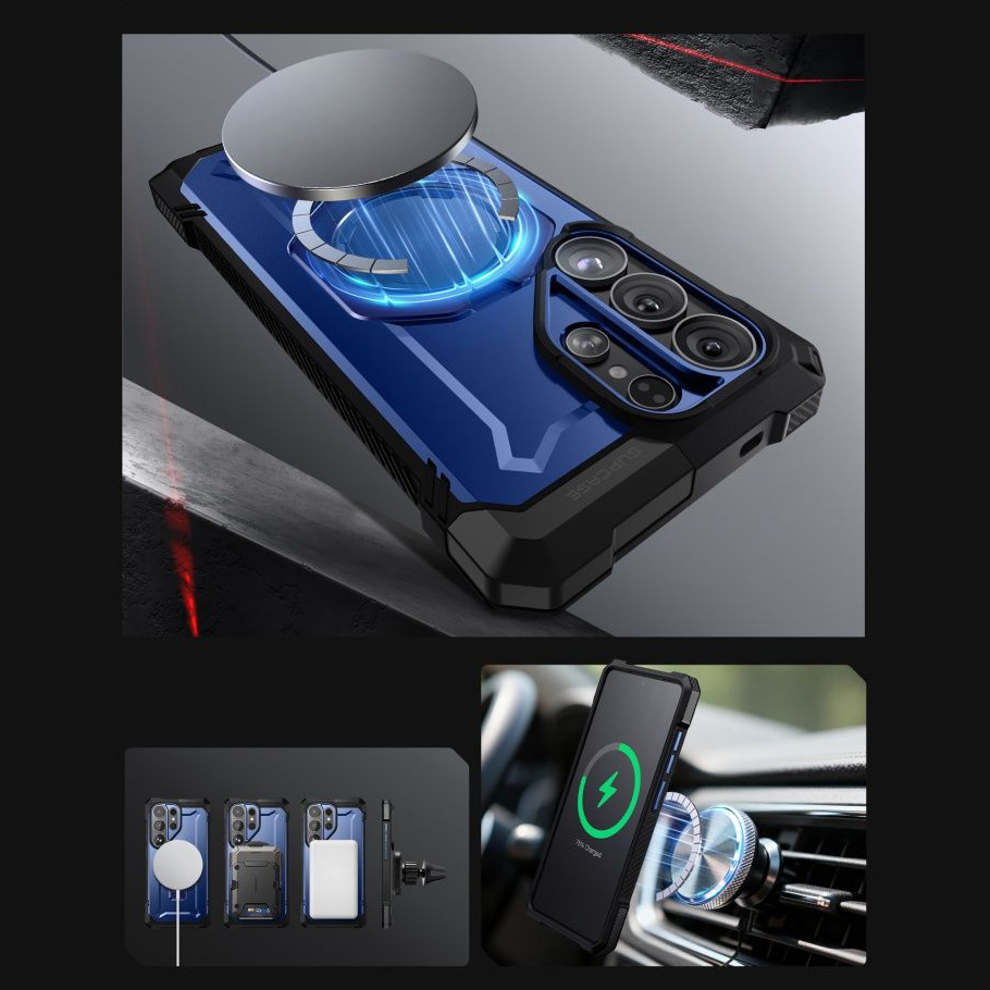 Etui pancerne Supcase Unicorn Beetle Grip Mag do Galaxy S26 Ultra, niebiesko-czarne