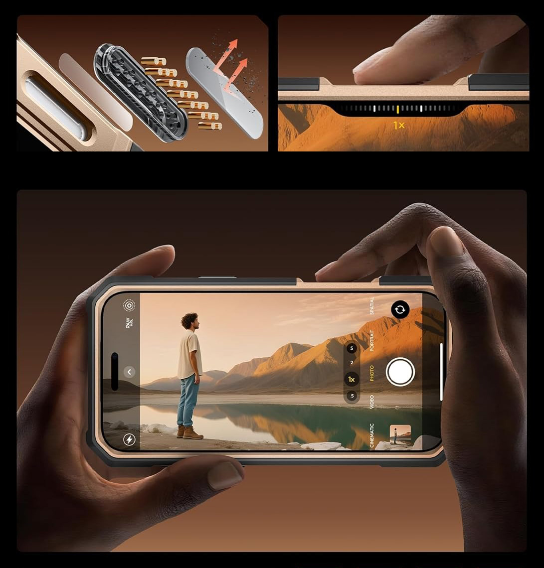 Etui pancerne Supcase UB Grip Pro Mag do MagSafe (CC) do iPhone 17 Pro, szaro-złote