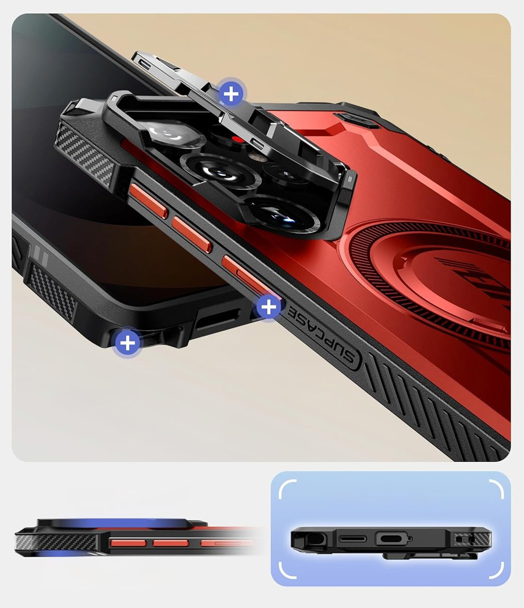 Etui Supcase Unicorn Beetle Mag XT do MagSafe do Galaxy S25 Ultra, czerwone
