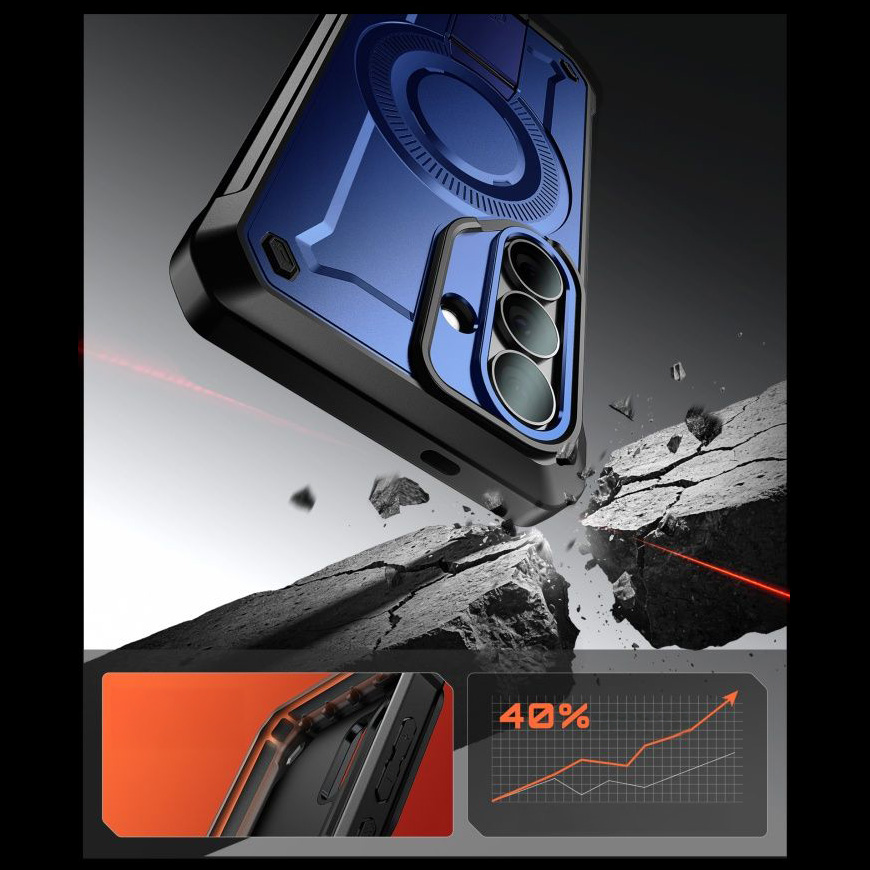 Etui pancerne Supcase Unicorn Beetle Pro Mag (SP + noSP) do Galaxy S26, niebiesko-czarne