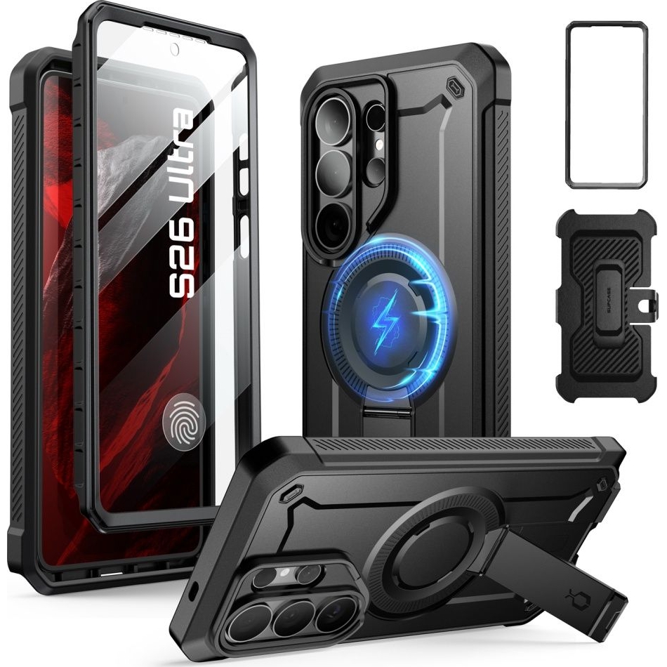 Etui pancerne Supcase Unicorn Beetle Pro Mag (SP + noSP) do Galaxy S26 Ultra, czarne