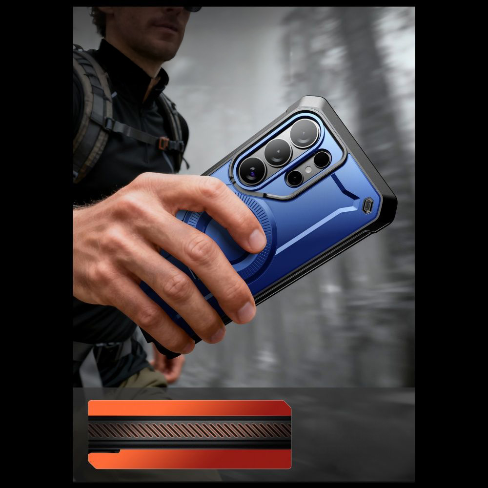 Etui pancerne Supcase Unicorn Beetle Pro Mag (SP + noSP) do Galaxy S26 Ultra, niebiesko-czarne