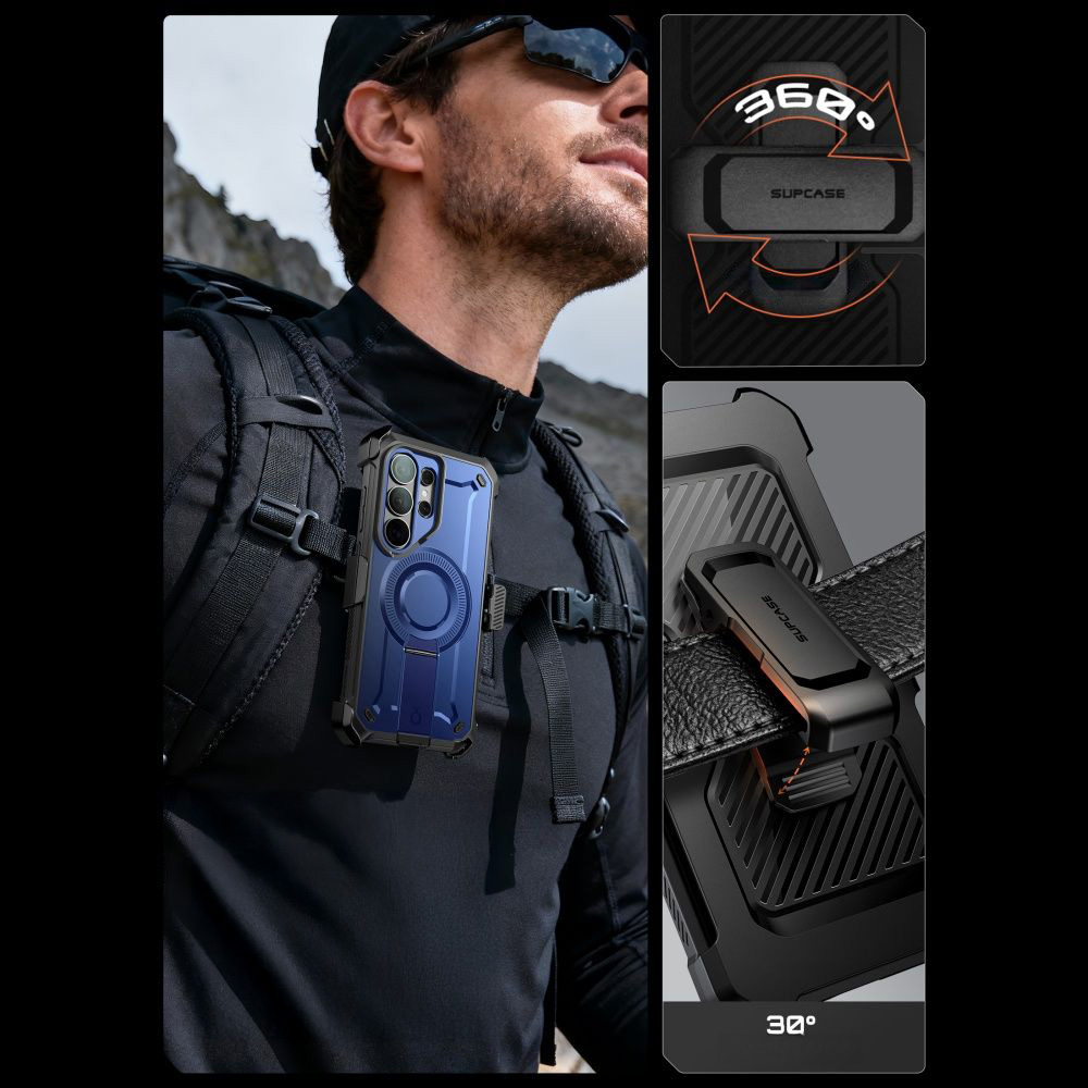 Etui pancerne Supcase Unicorn Beetle Pro Mag (SP + noSP) do Galaxy S26 Ultra, niebiesko-czarne