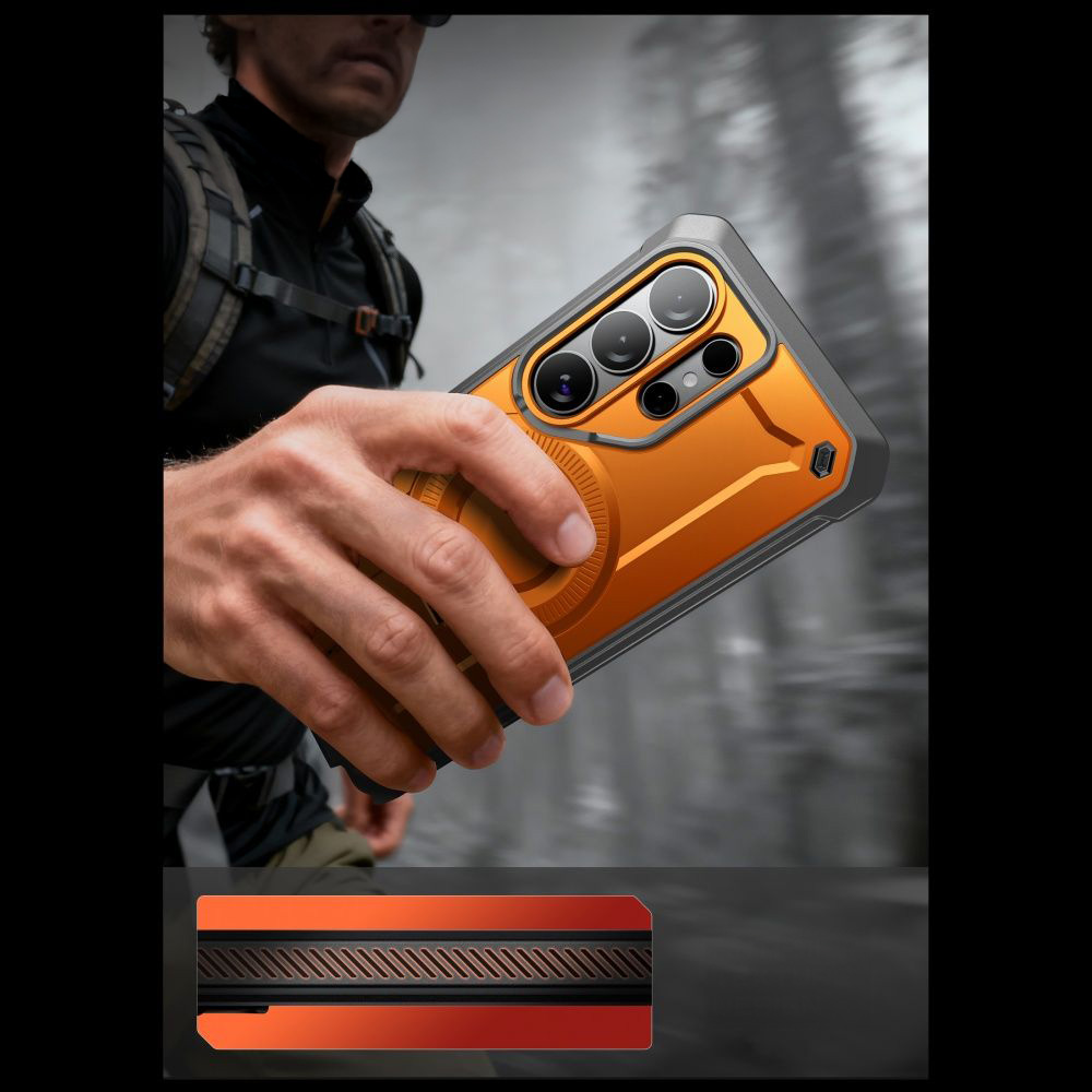 Etui pancerne Supcase Unicorn Beetle Pro Mag (SP + noSP) do Galaxy S26 Ultra, pomarańczowo-szare
