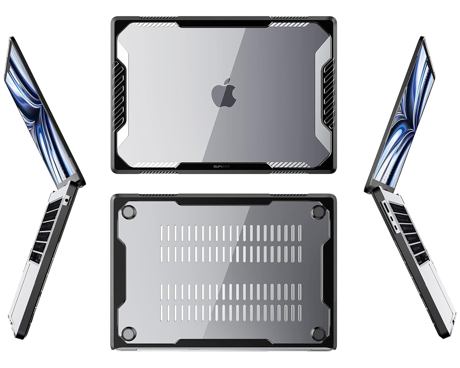 Etui pancerne Supcase Unicorn Beetle do Apple MacBook Air 13,6 M4 / M3 / M2, czarno-przezroczyste