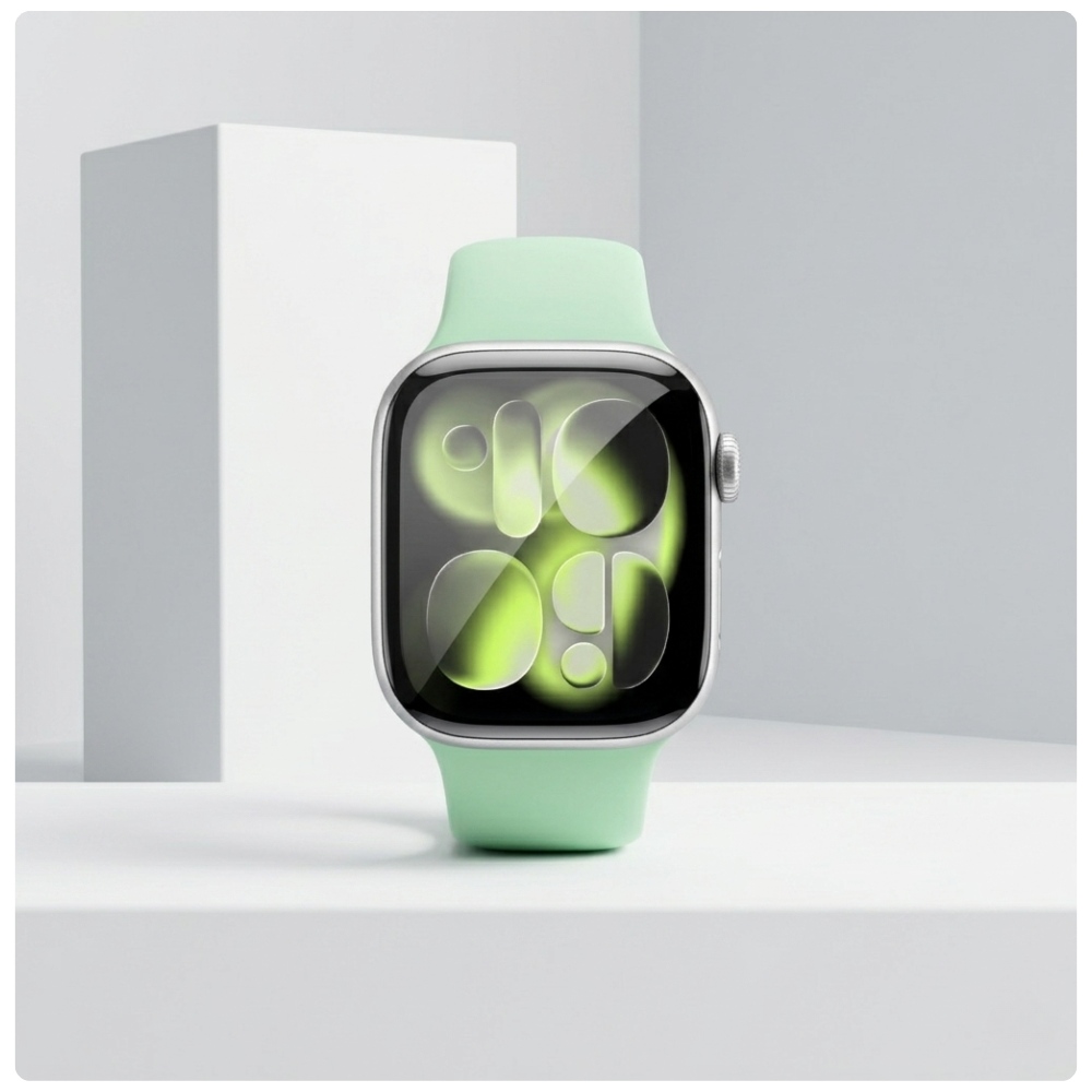 Szkło ochronne YAXO Diamond Armor Glass zamontowane na ekranie Apple Watch 46 mm