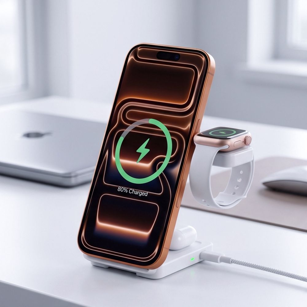Tech-Protect A56 3in1, magnetyczna ładowarka Qi2.2 do smartfona o mocy do 25W, biała