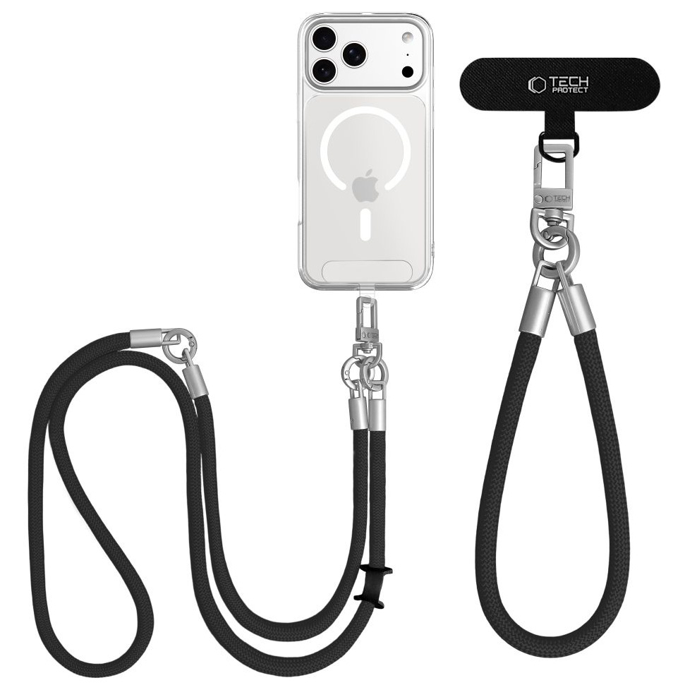 Uniwersalna smycz strap crossbody do telefonu Tech Protect C10S, czarna