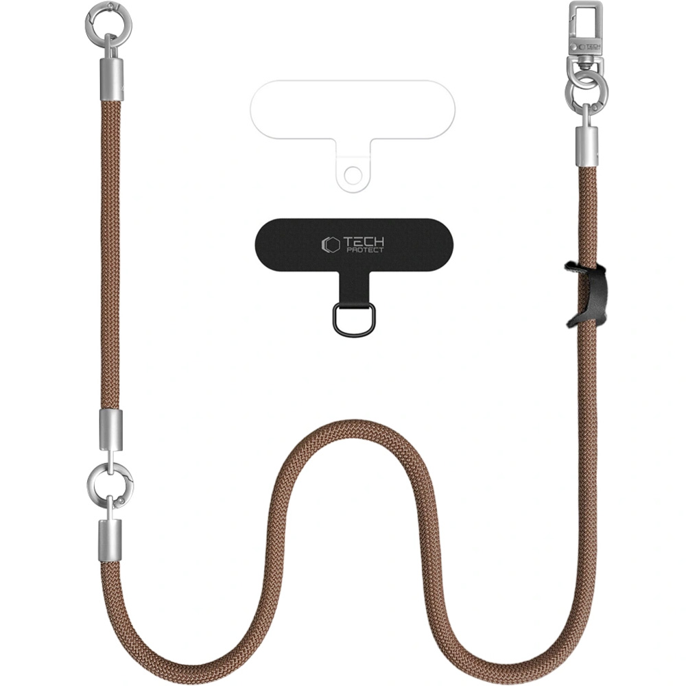 Uniwersalna smycz do telefonu, sznurek C10S Rope Crossbody & Wrist Tech-Protect, brązowa