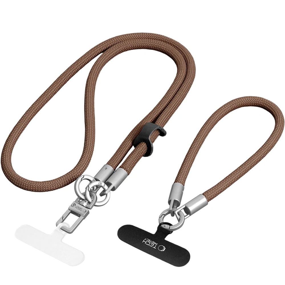 Uniwersalna smycz do telefonu, sznurek C10S Rope Crossbody & Wrist Tech-Protect, brązowa