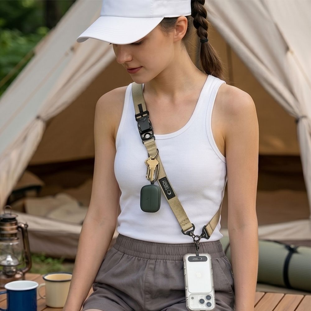 Uniwersalna smycz strap crossbody do telefonu Tech Protect C9S, bezowa