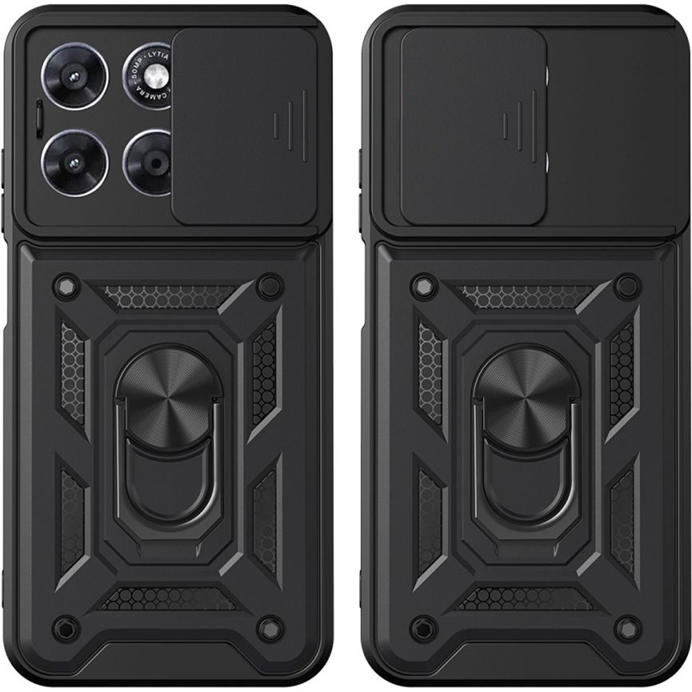 Etui z ringiem Tech-Protect Camshield Pro do Motorola Moto G67 Power / G57 Power, czarne