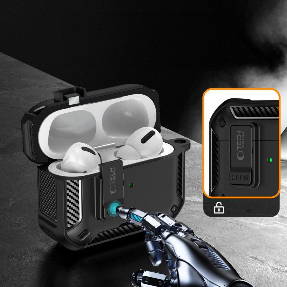Etui Tech-Protect Carbonox do MagSafe do AirPods Pro 3, czarne