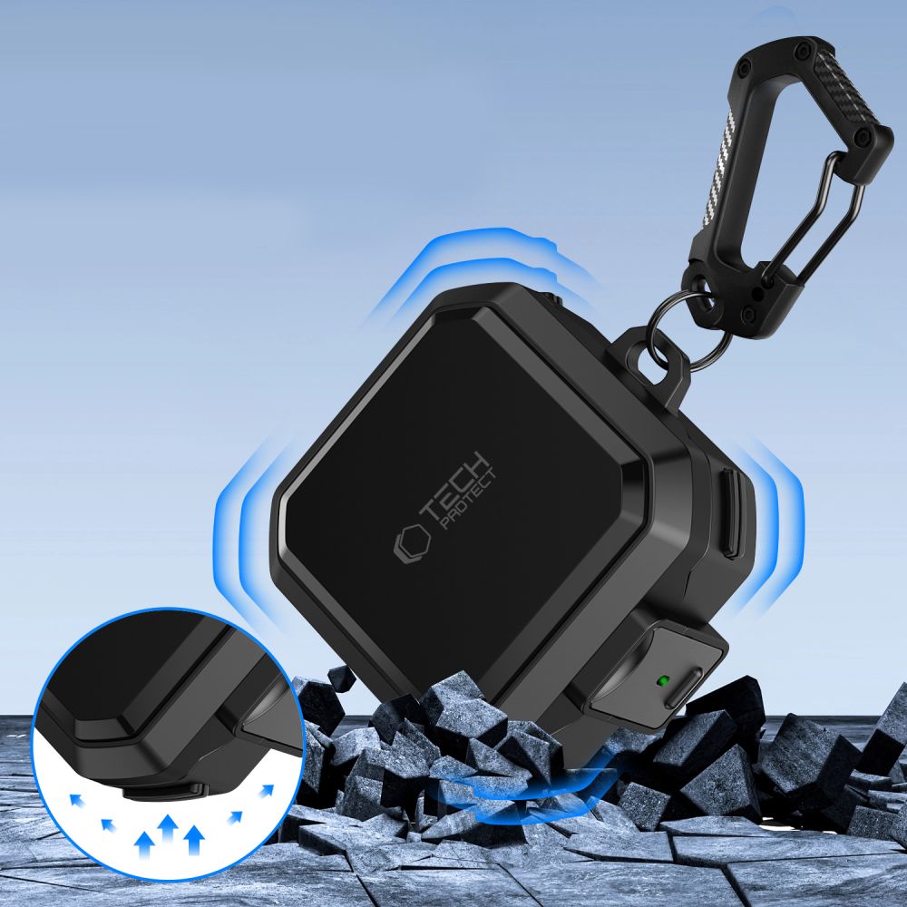 Etui Tech-Protect Carbonox do MagSafe do Galaxy Buds 4 / 4 Pro, czarne.