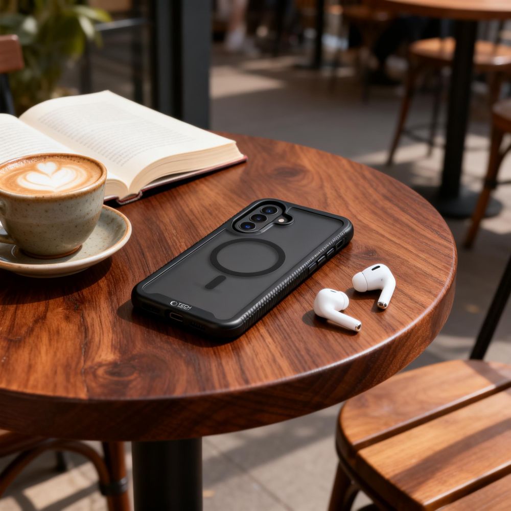 Etui Tech-Protect Defense do MagSafe do Galaxy A57, czarne matowe