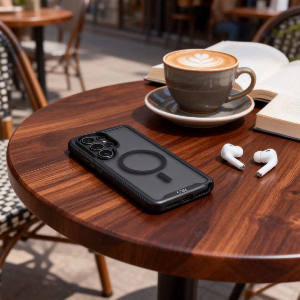 Etui Tech-Protect Defense do MagSafe do Galaxy S26 Ultra, czarne matowe