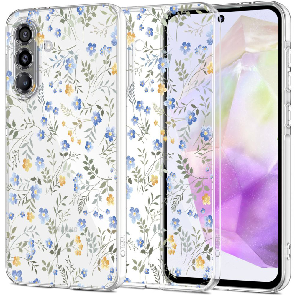 Etui Tech-Protect FlexAir do Galaxy A37 5G, przezroczyste z kwiatowym wzorem