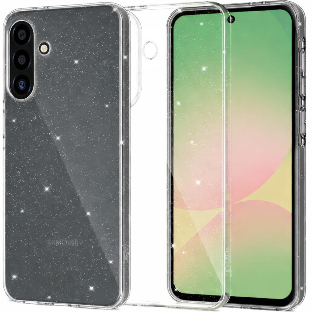 Etui Tech-Protect FlexAir do Galaxy A57 5G, przezroczyste z brokatem