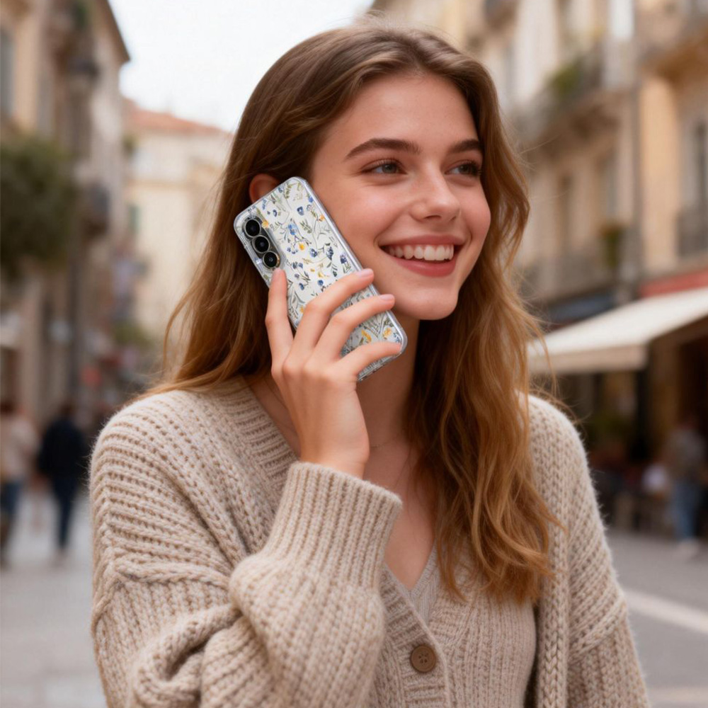Etui Tech-Protect FlexAir do Galaxy A57 5G, przezroczyste z kwiatowym wzorem