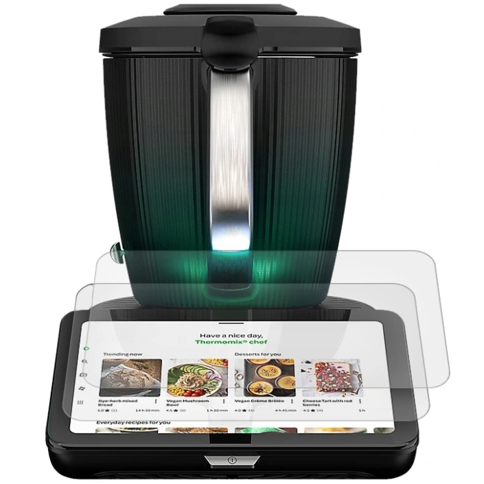 Szkło hartowane Tech Protect Glass Fit+ do Thermomix TM7, 2 sztuki, przezroczyste. Szkło o grubości 0,3 mm i twardości 9H wykonane z lekkiego ochronnego szkła frezowanego z powłoką oleofobową.