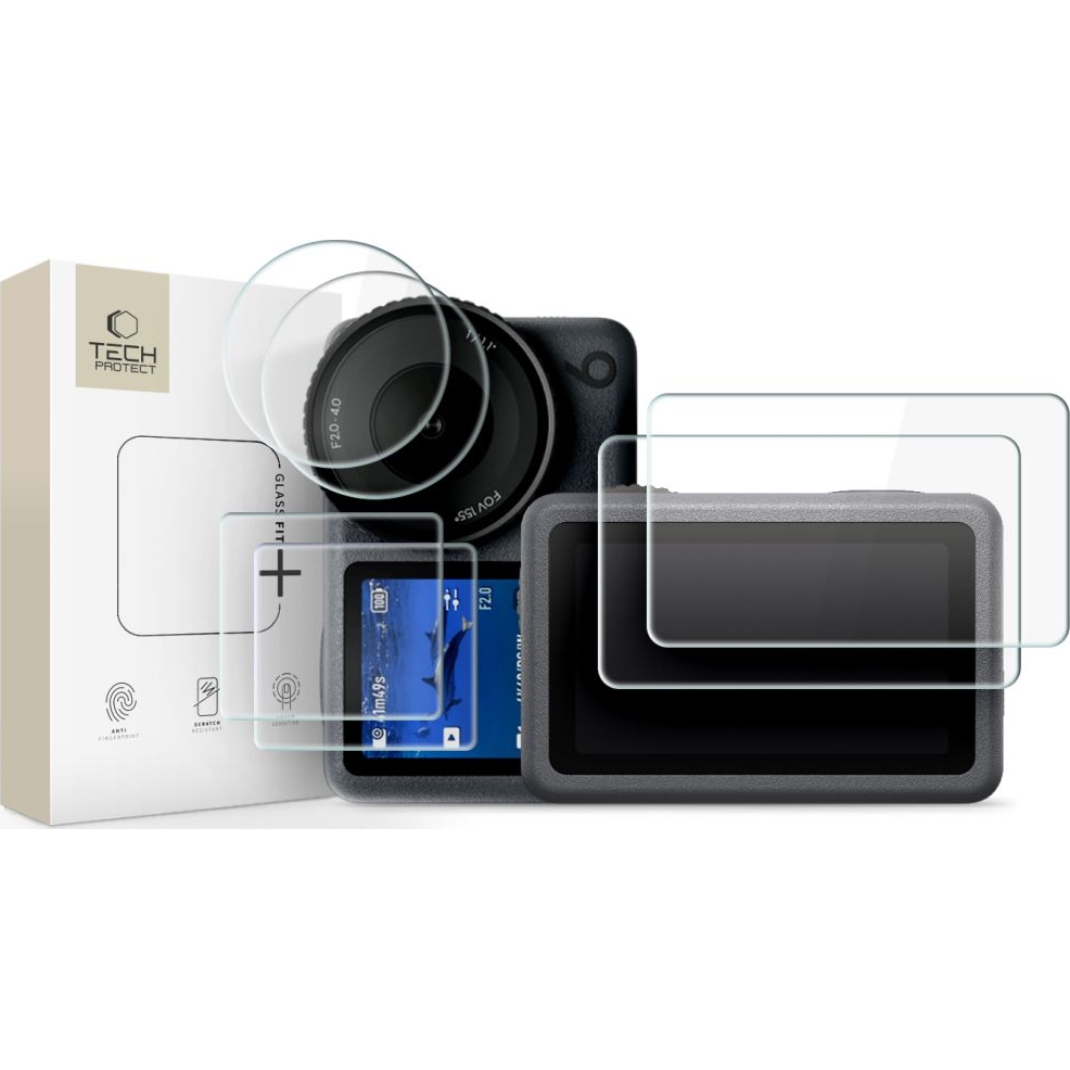 Szkło hartowane Tech-Protect Glass Fit+ do DJI Osmo Action 6, 2 zestawy