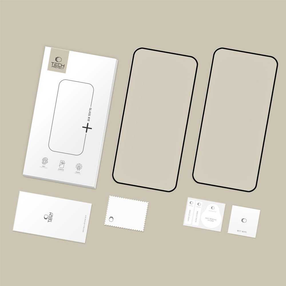 Szkło hartowane Tech-Protect Glass Fit+ do Motorola Moto G77 5G / Moto G67 5G, 2 sztuki, przezroczyste z czarną ramką