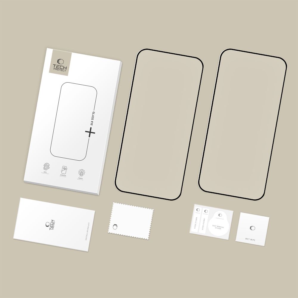 Szkło hartowane Tech-Protect Glass Fit+ do Motorola Moto G77 5G / Moto G67 5G, 2 sztuki, przezroczyste z czarną ramką