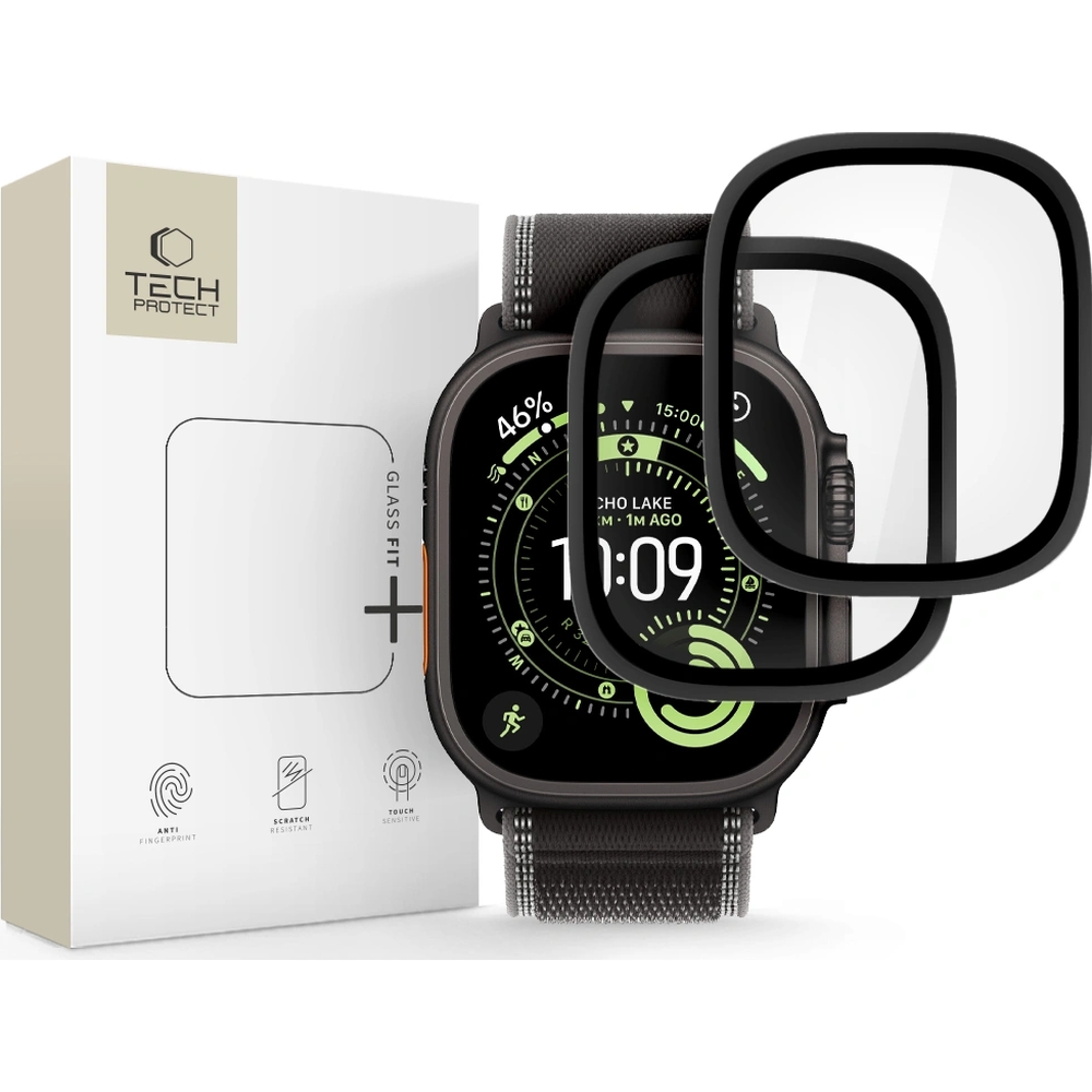 Tech-Protect Glass Ring, szkło hartowane na smartwatch, ochrona premium smukła trwała odporna, czarny