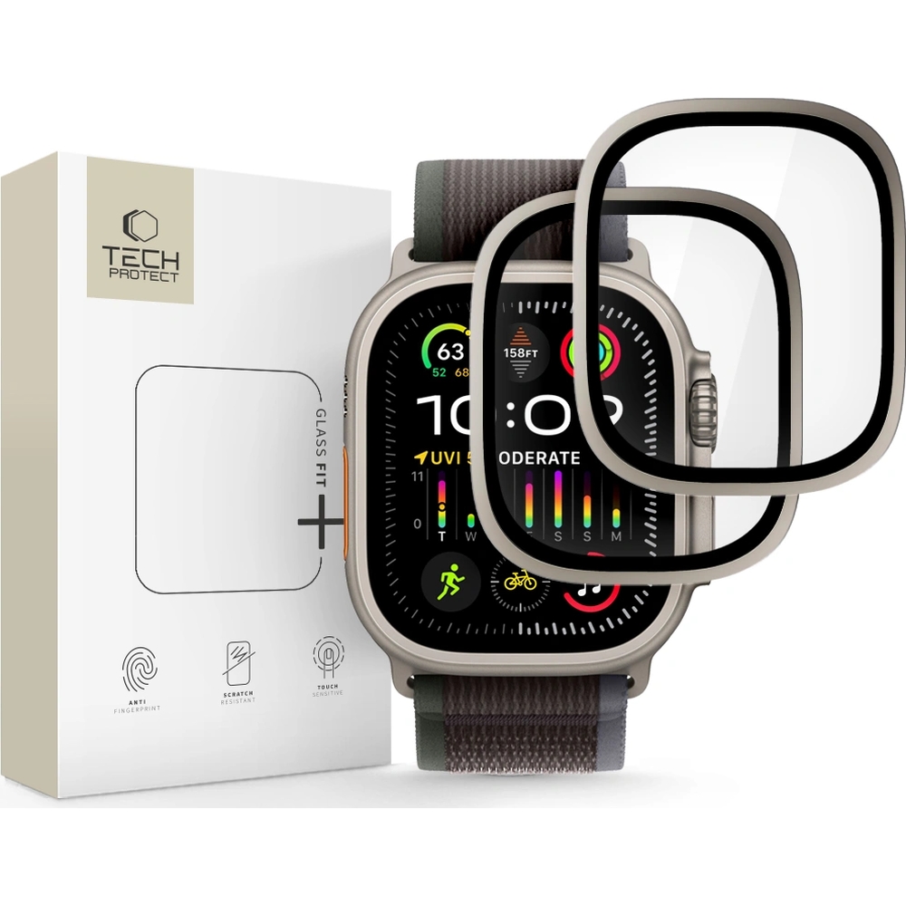 Tech-Protect Glass Ring, szkło hartowane na smartwatch, ochrona premium smukła trwała odporna, tytanowe